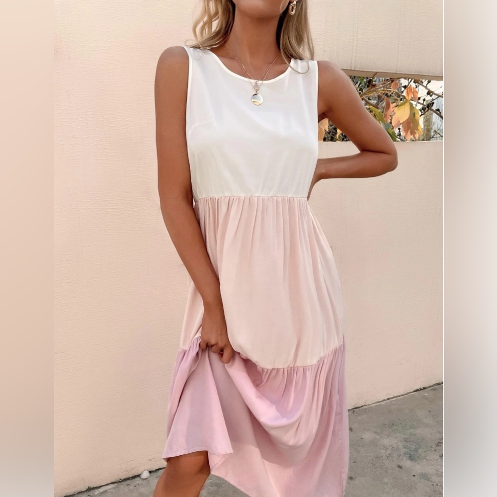 Boho Color Block Smock Dress - Picture 3 of 6